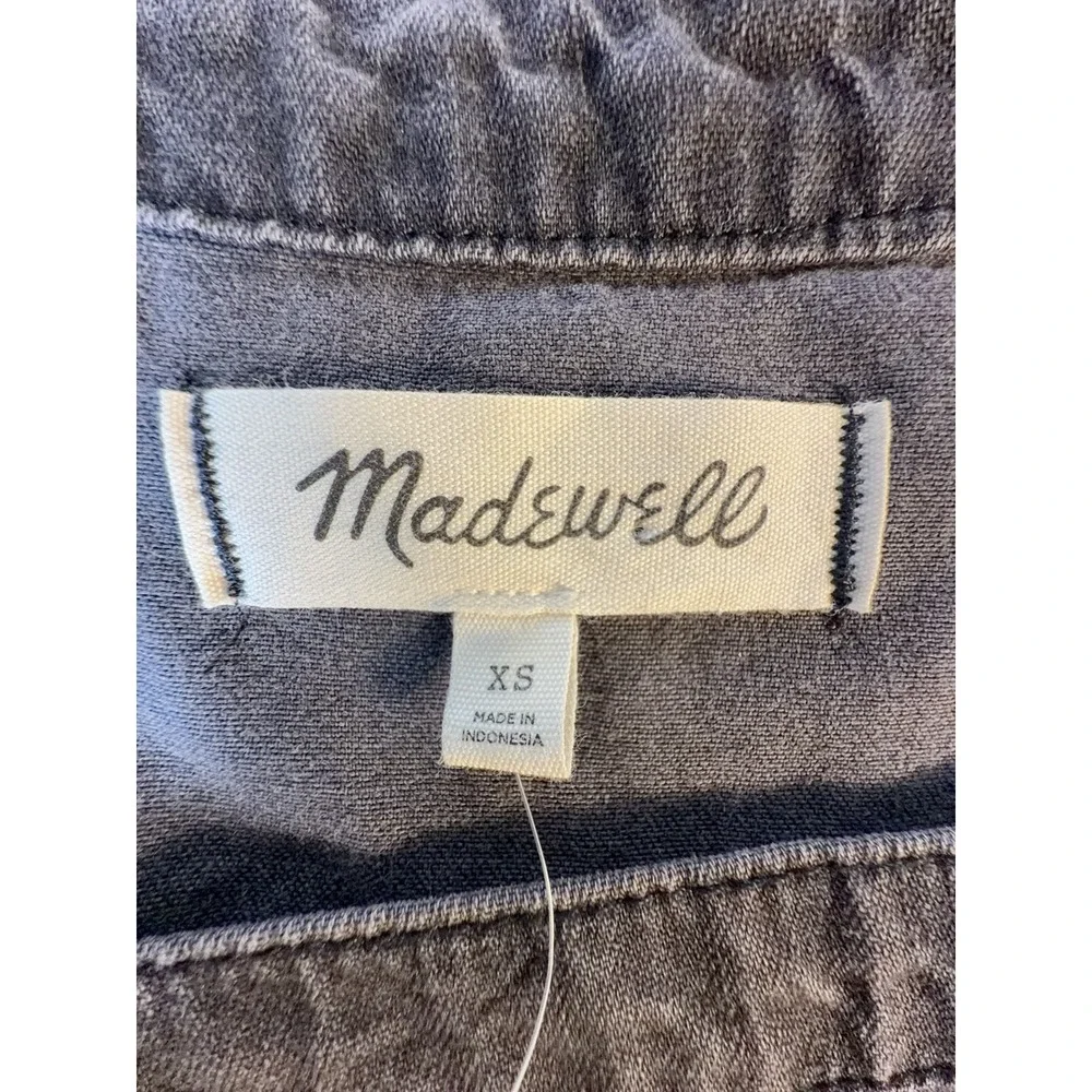 Madewell Chambray Peplum Top XS Puff Sleeve Square Neck Babydoll Cottagecore